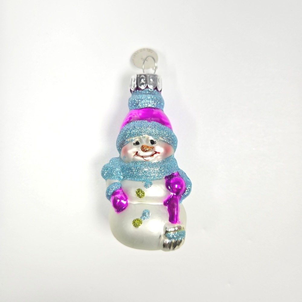 NICE Radko‎ Celebrations Snowman Glitter Sparkle Miniature Mini Ornament 2013 S1